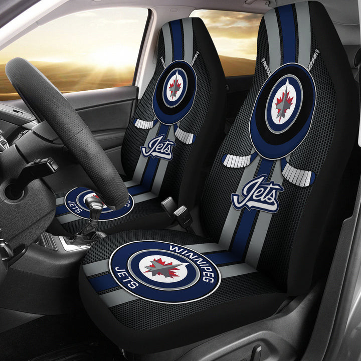 Winnipeg Jets Black Silver Car Seat Cover Set CSC7292