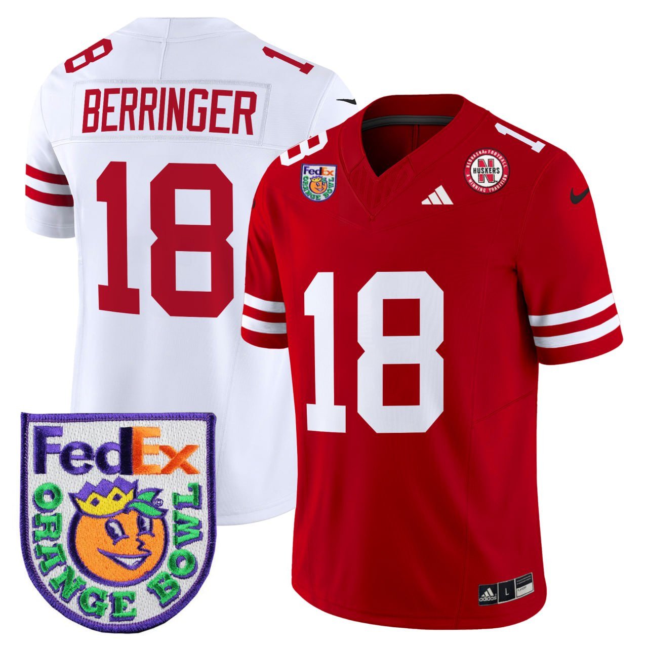 Berringer #18 Nebraska Huskers Red White Split Jersey – All Stitched