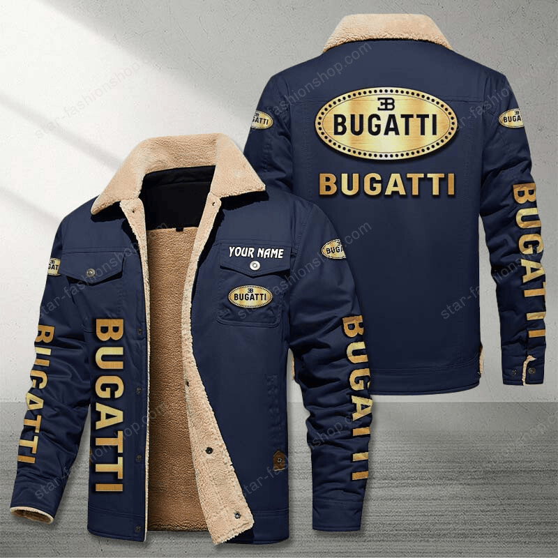 Bugati Navy Custom Name Stand Collar Jacket