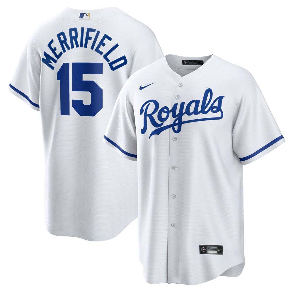 Men’S Kansas City Royals Whit Merrifield Nike White Home Replica Player Jersey