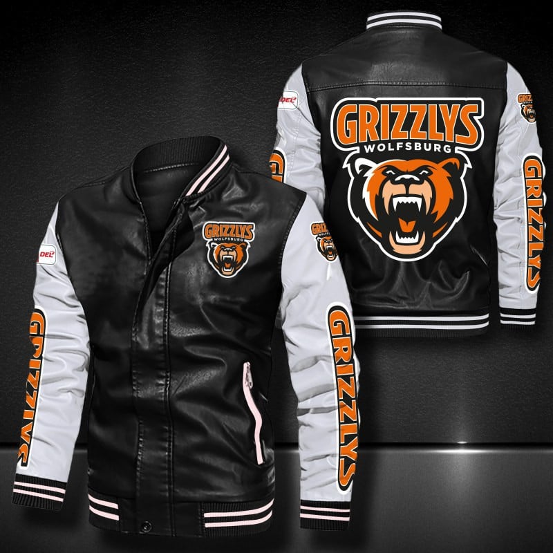 Grizzlys Wolfsburg Leather Varsity Jacket Bomber Coat