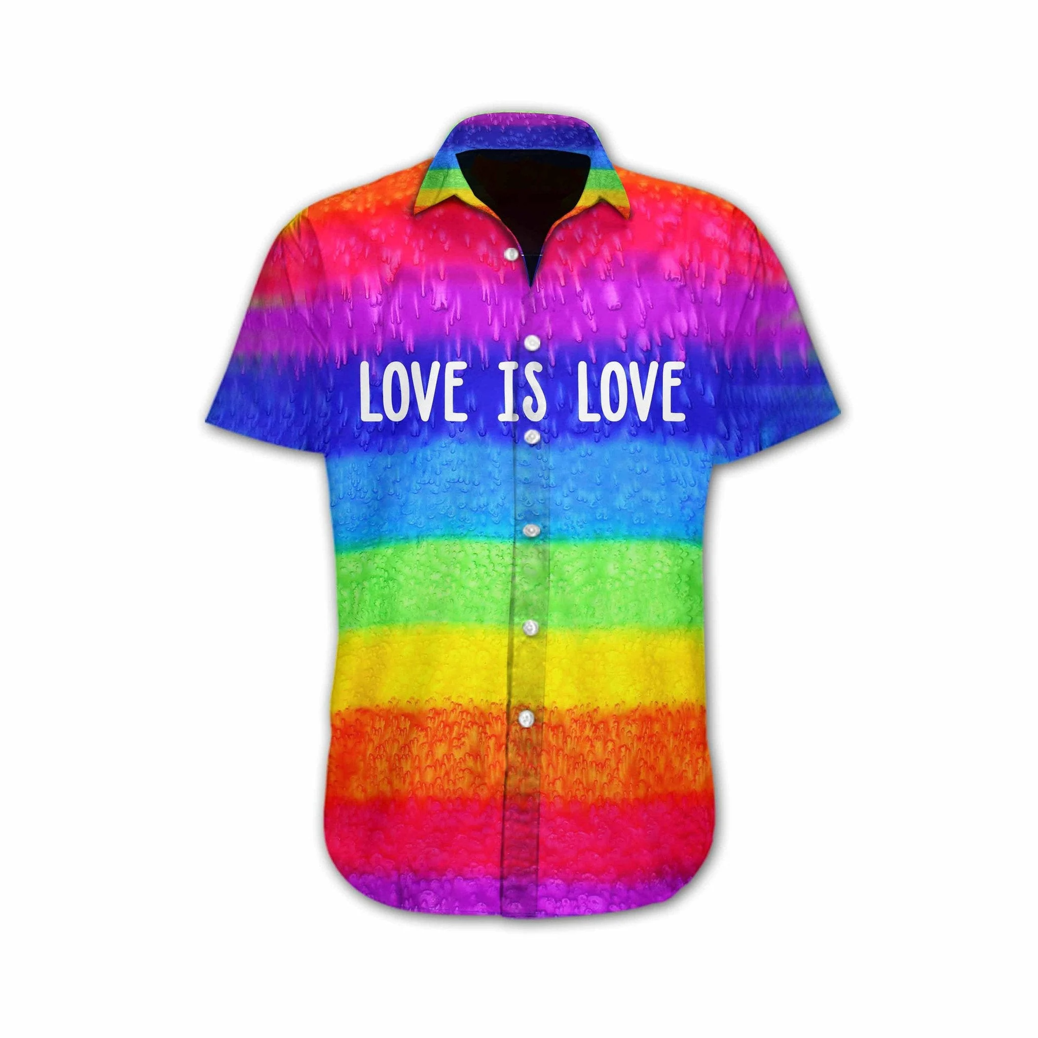 Bisexual 3D Shirt, Vivid Lgbt Love Is Love Design Hawaiian Shirt