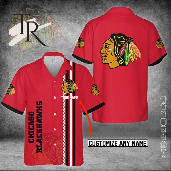 Custom Name Nhl Chicago Blackhawks Red 3D Hawaiian Shirt