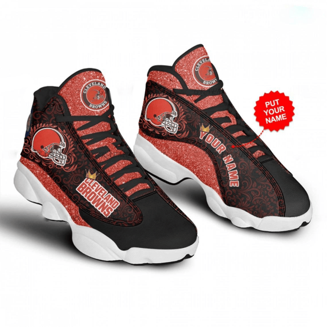 Cleveland Browns Fans Football Retro Custom Air Jordan 13 Shoes Personalize Name Sport Sneakers pylii JD13 V373