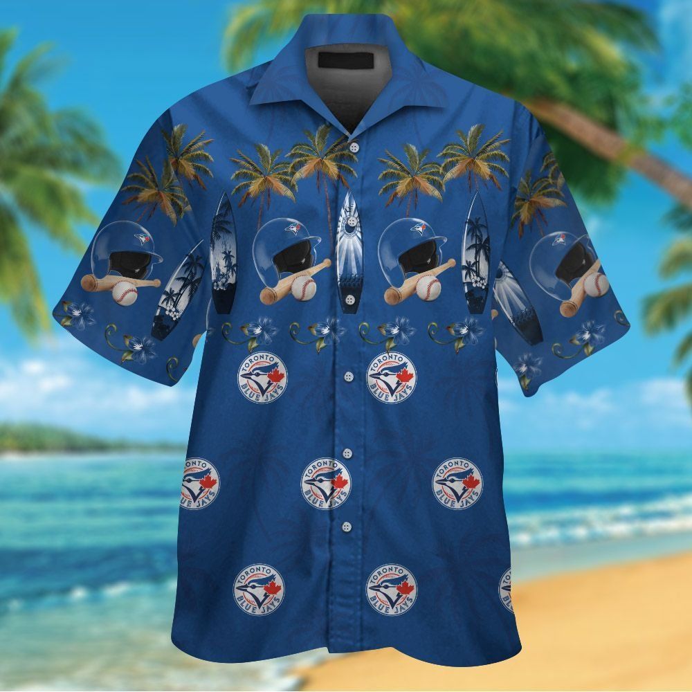 Toronto Blue Jays Short Sleeve Button Up Tropical Hawaiian Shirt Ver03