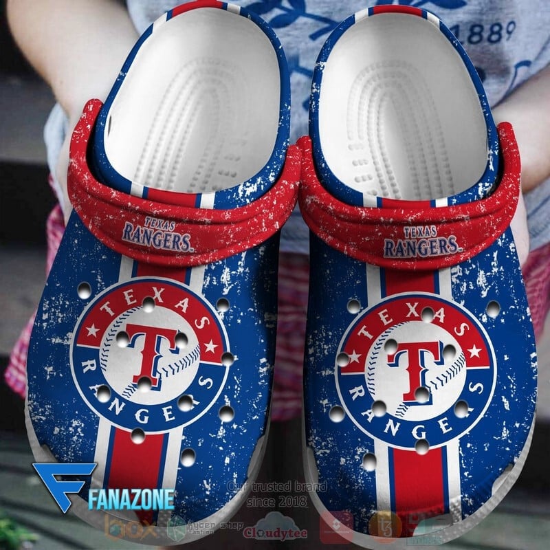 Texas Rangers Logo Baseball MLB Red Sander Blue Crocss Classic Clogs Shoes Ver278