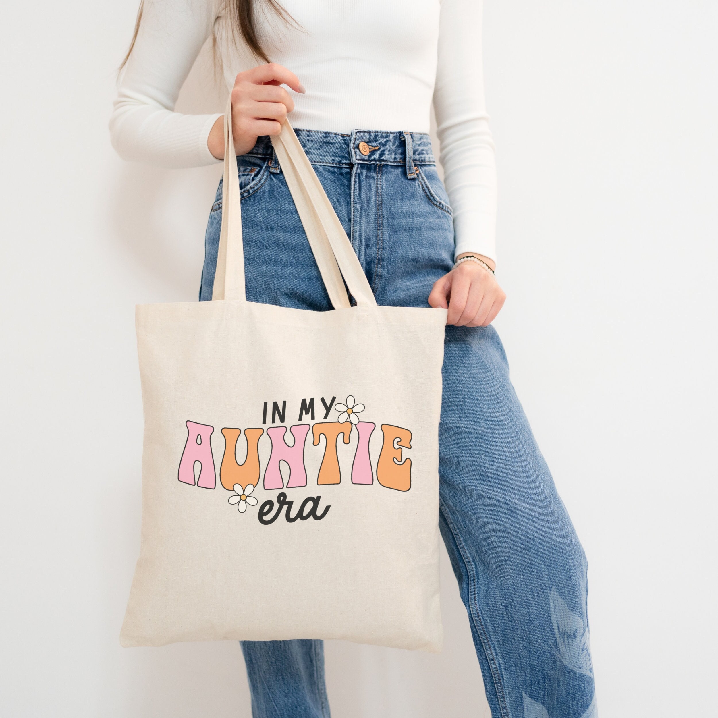 In My Auntie Era Tote Bag, Auntie Book Bag, Aunt Life Tote Small, Gift for Aunt Tote, Reading Bag, Simple Tote Bag, Farmer’s Market Bag