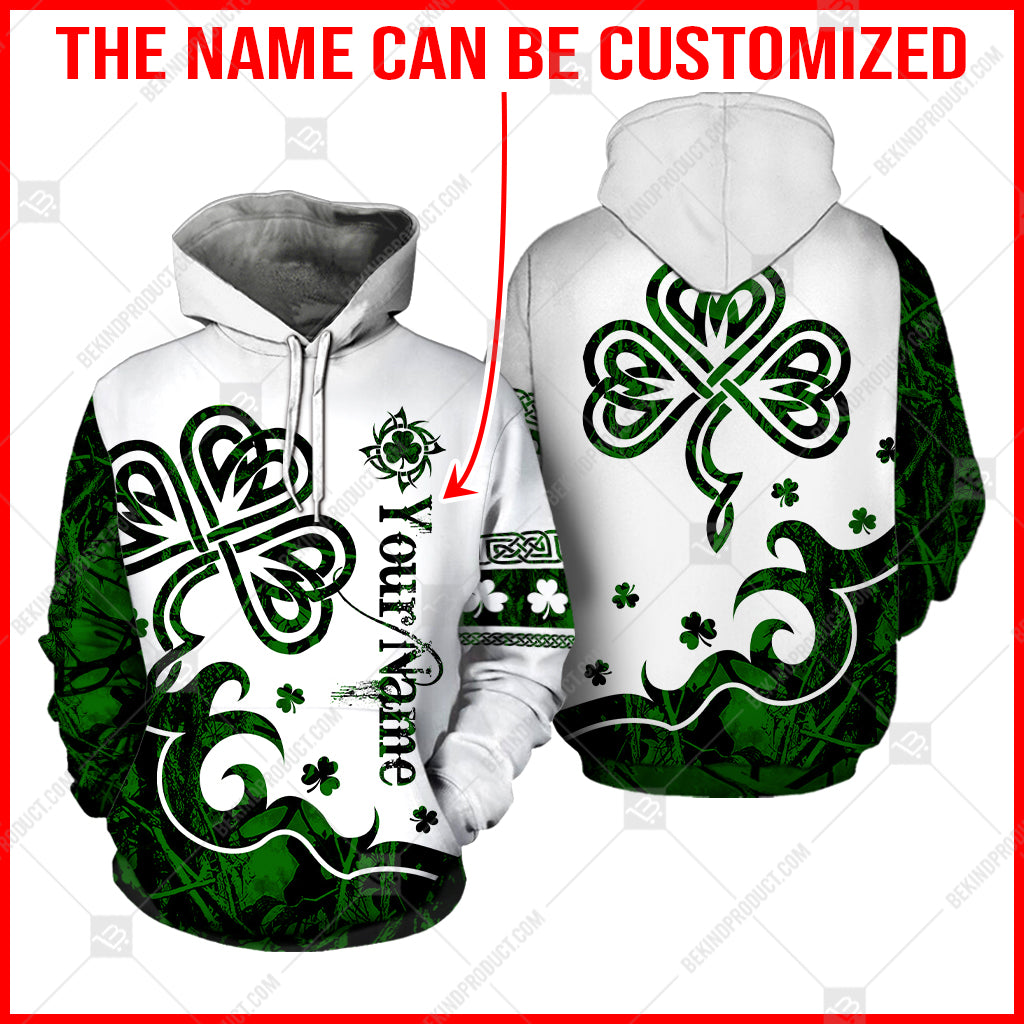 Irish Wave Curl Full Hoodie – Personalized Custom – All Over Print Thicken Pullover Fleece Hoodie – Irish Gift