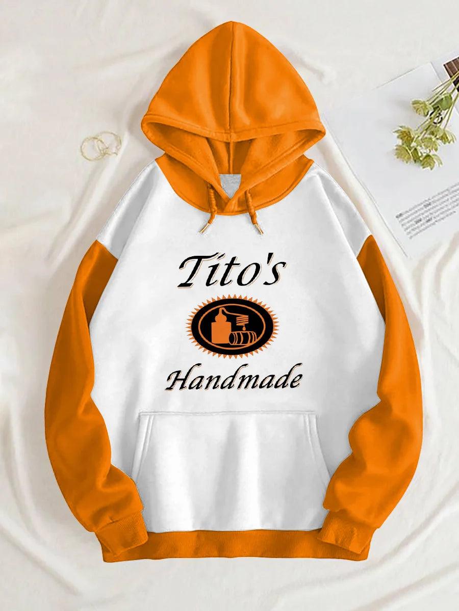 Tito’S Handmade White And Orange Hoodie