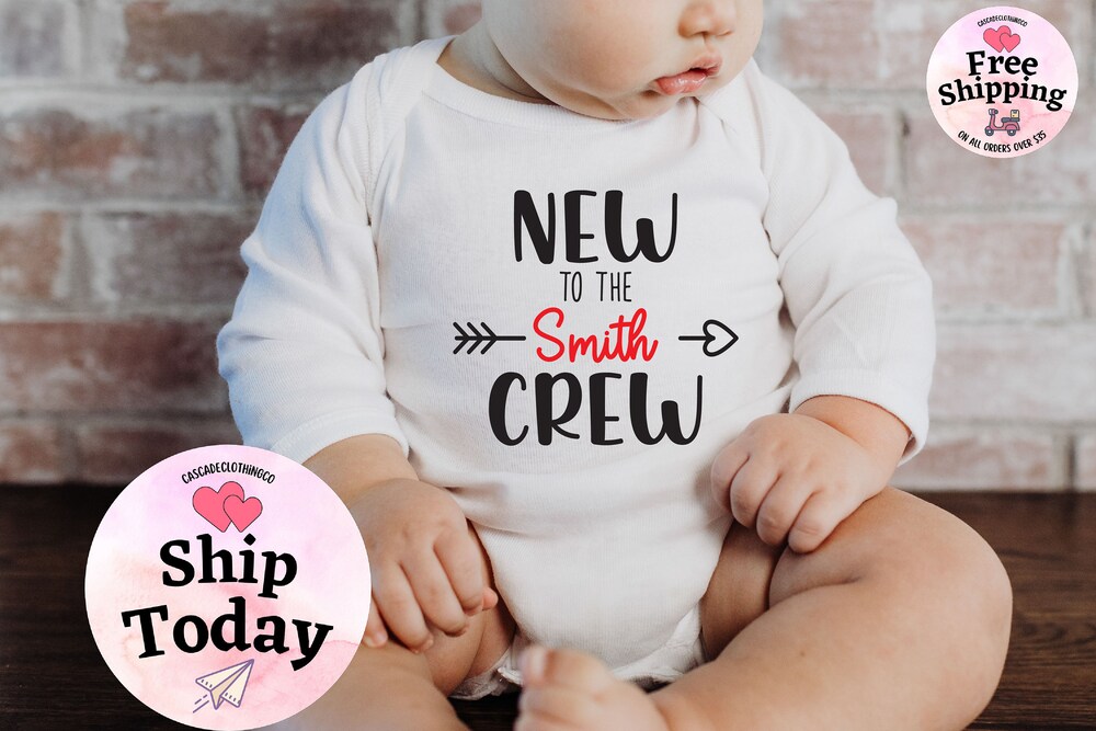 Personalized New To The Crew Onesie®, New To The Crew Custom Baby Bodysuit, New To The Crew Toddler Shirt, Baby Shower Gift, New To The Crew - By Realtorgift Fashion Blueshirtfarm