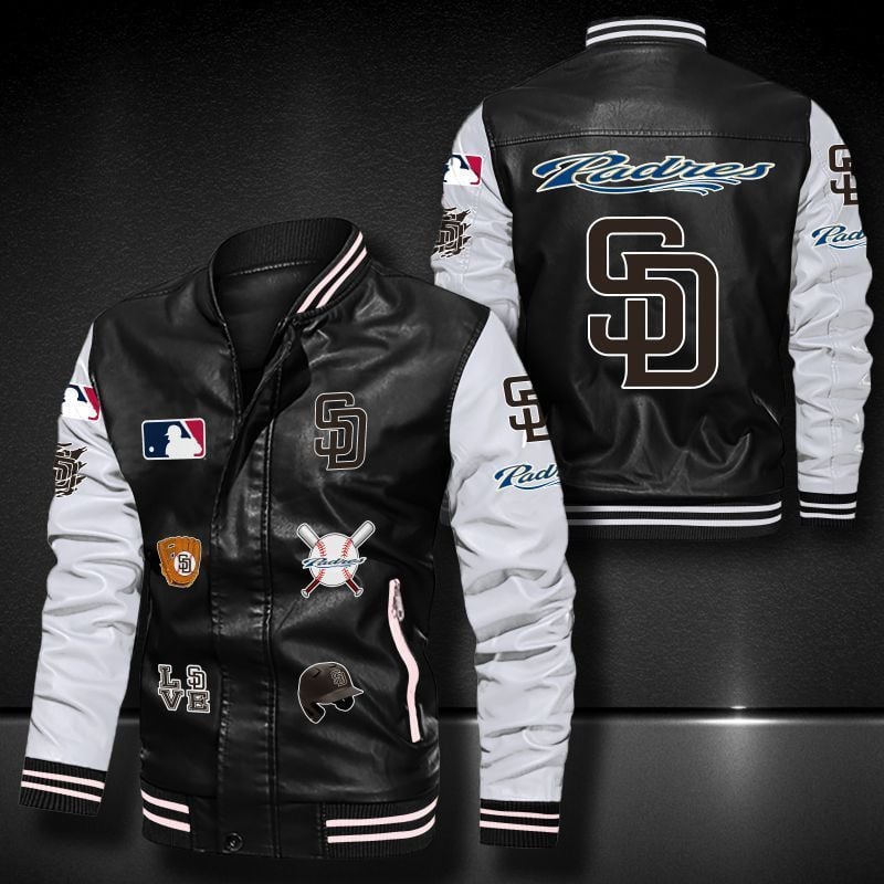 San Diego Padres Leather Varsity Jacket Bomber Coat