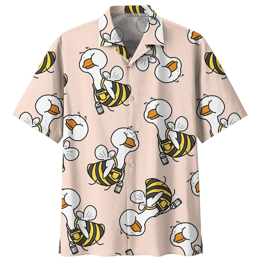 Bee Duck Background Design Hawaiian Shirt, Hawaii Style Fashion Beach Shirt