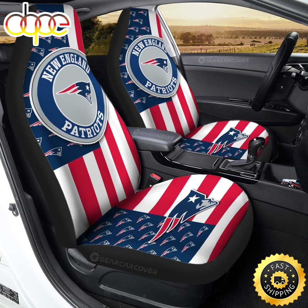 New England Patriots Customized Car Seat Cover Set Us Flag CSC2738