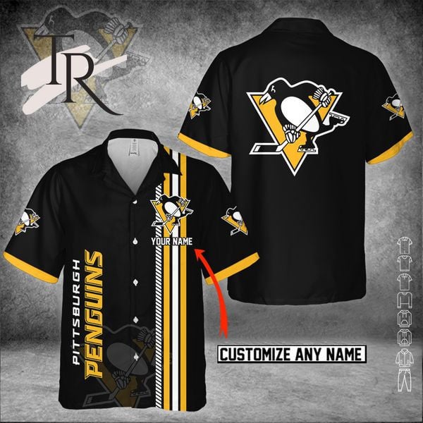 Custom Name Nhl Pittsburgh Penguins Black 3D Hawaiian Shirt