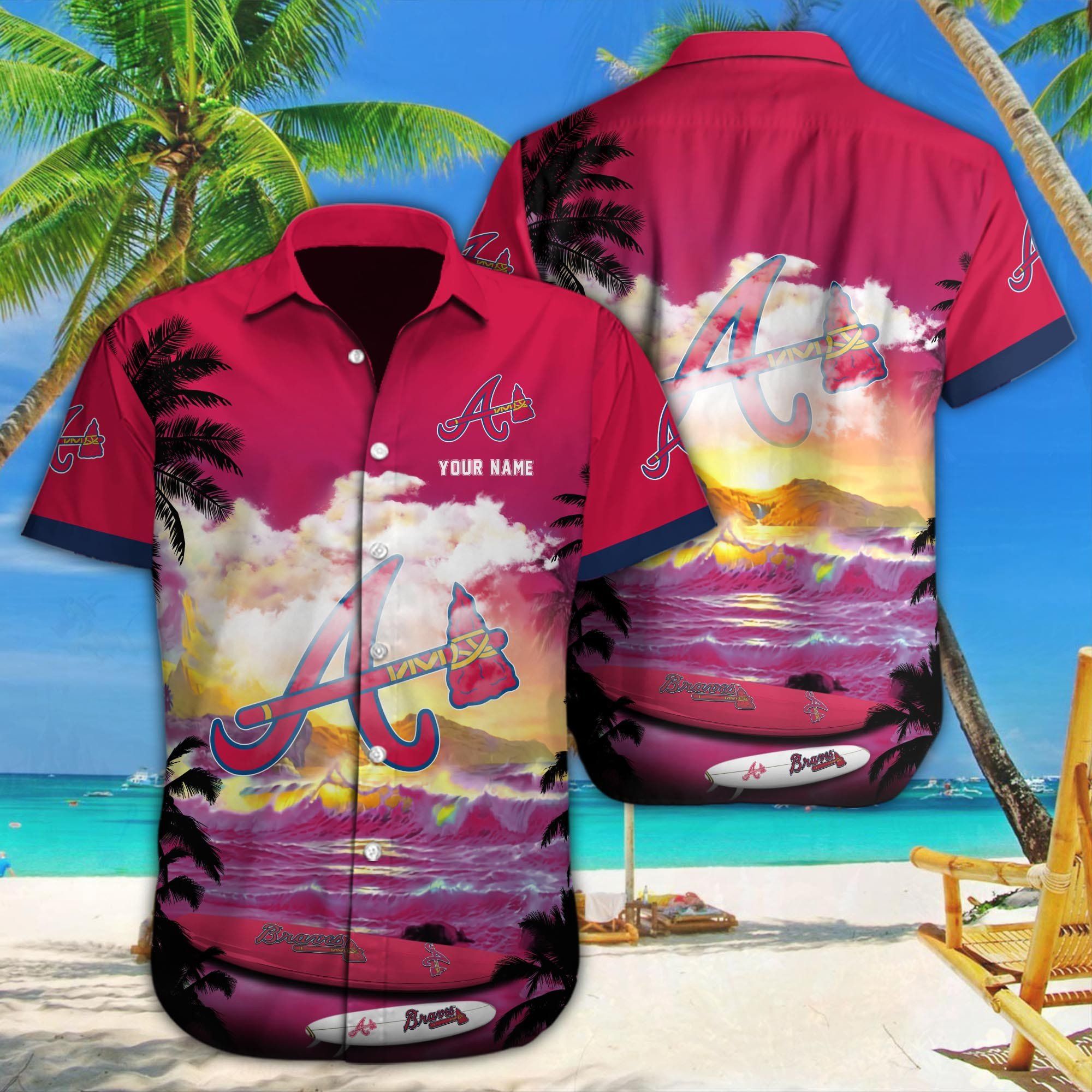 Atlanta Braves Custom Name Tropical Beach Shirt