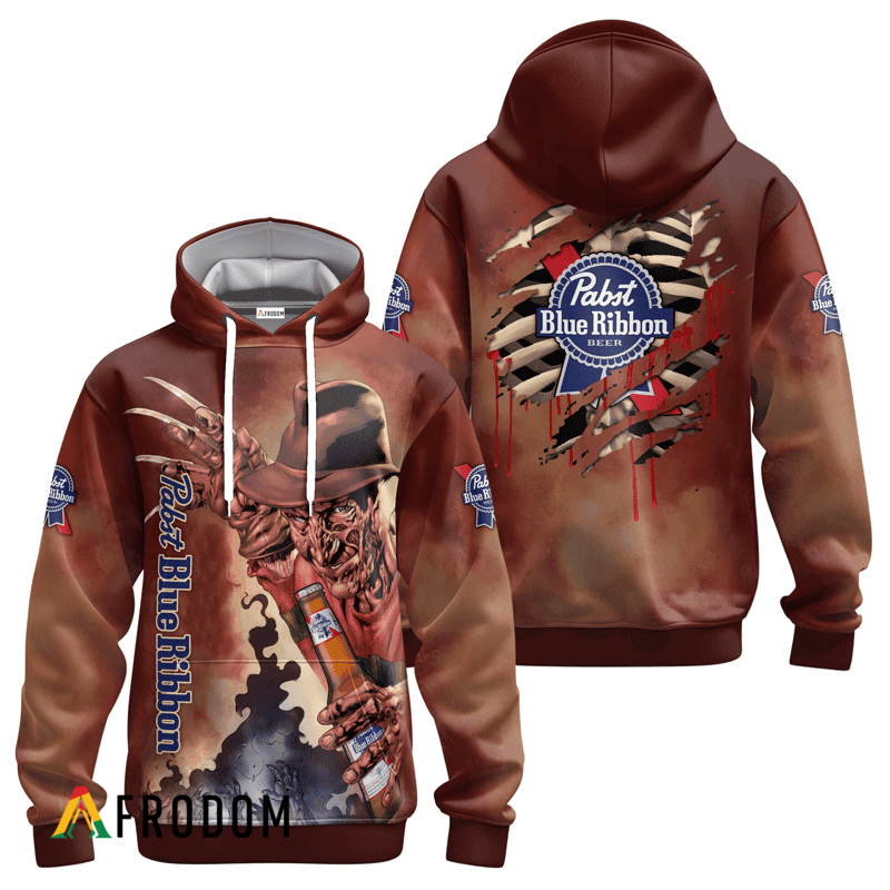 Pabst Blue Ribbon Halloween Freddy Krueger Hoodie & Zip Hoodie