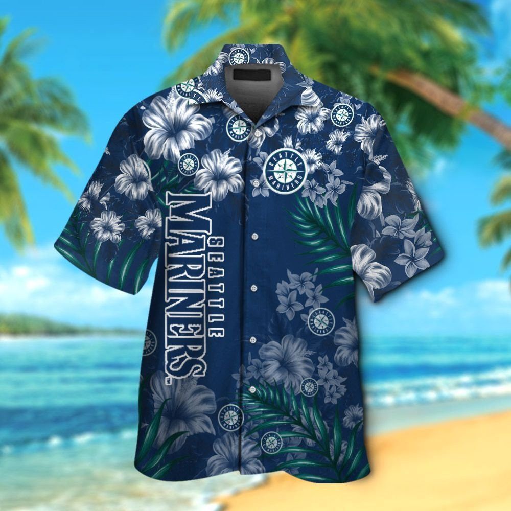 Seattle Mariners Short Sleeve Button Up Tropical Hawaiian Shirt Ver011