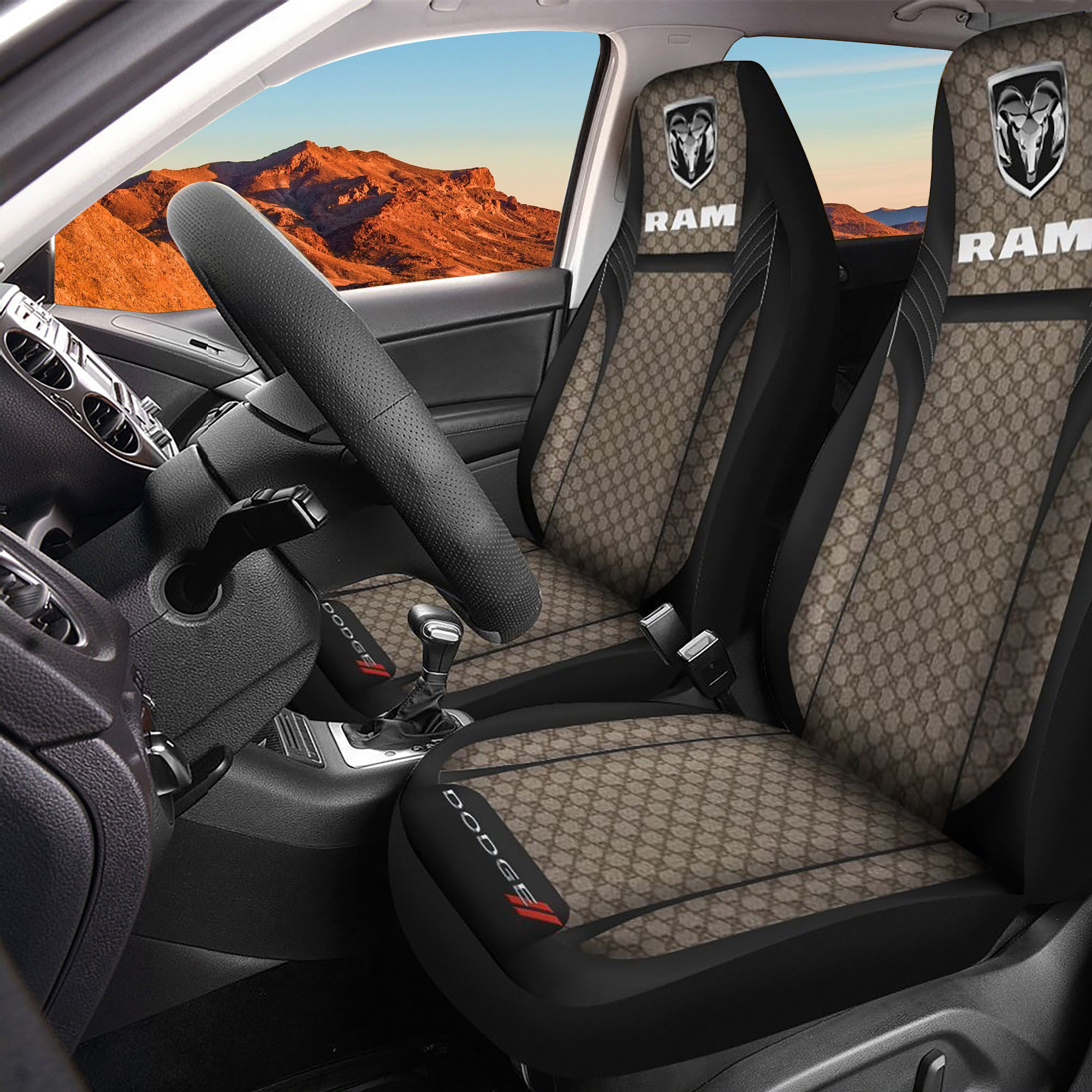 Dodge Ram Logo Car Seat Cover Set CSC4950