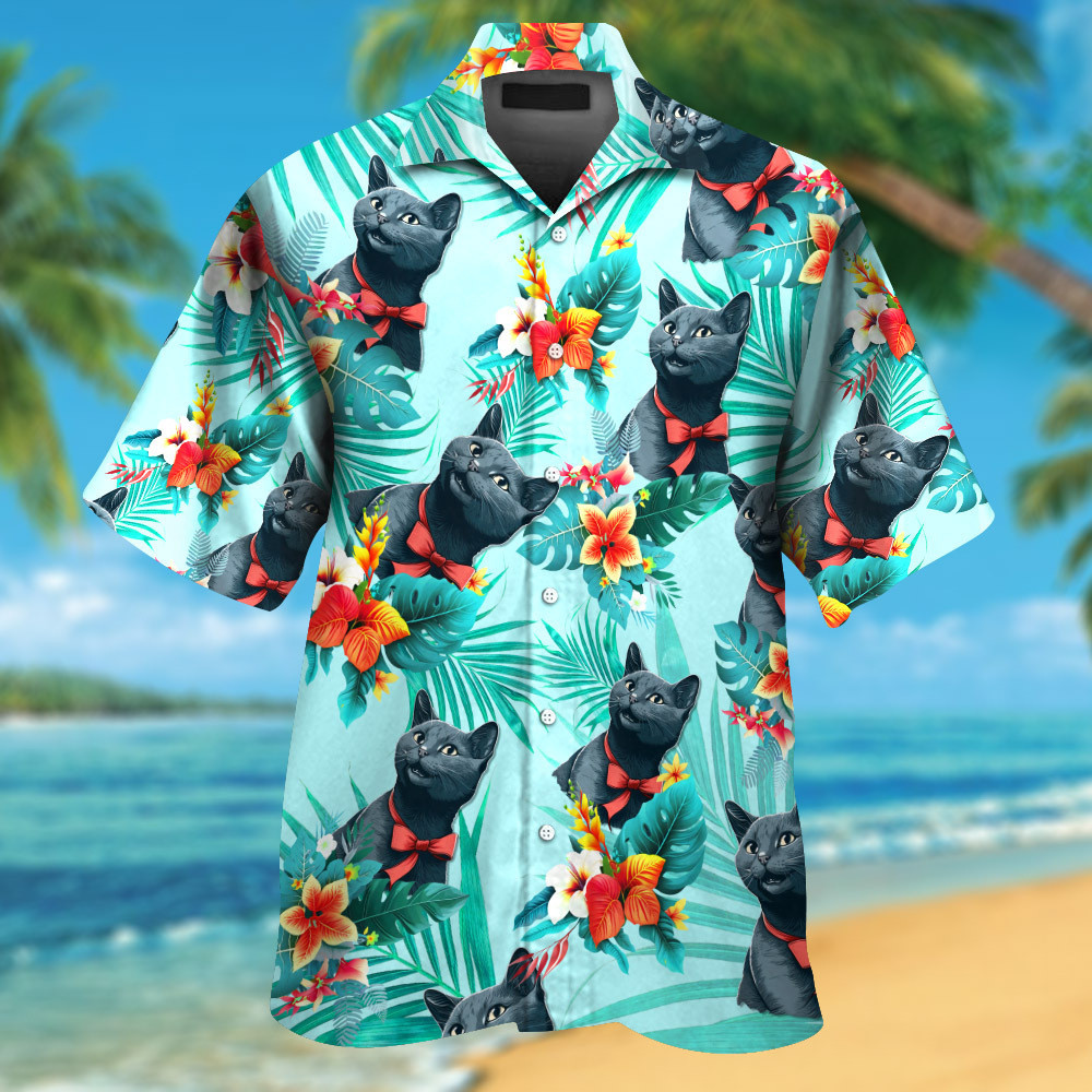Russian Blue Cat Funny Colorful Hawaiian Shirt Trendy Fashion