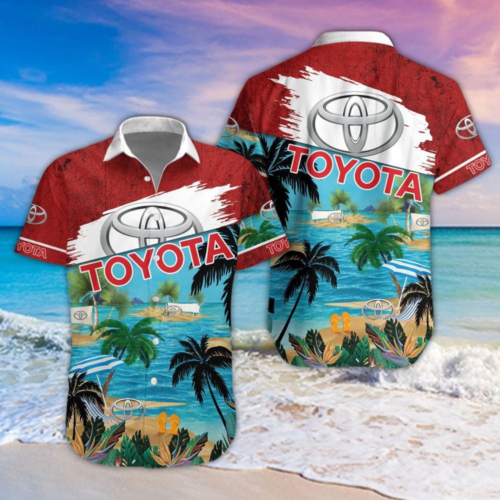 Toyota Car Beach Coastal Island Brand Logo 3D Hawaiian Shirt