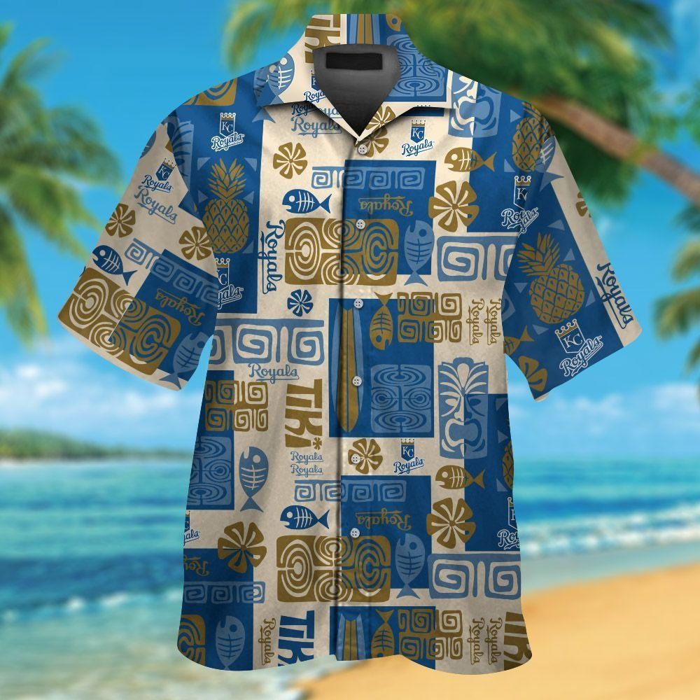 Kansas City Royals Short Sleeve Button Up Tropical Hawaiian Shirt Ver03