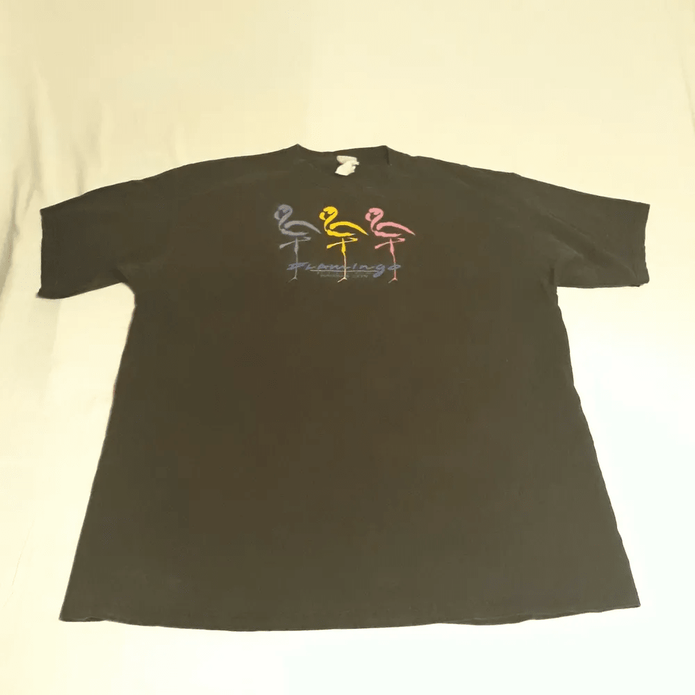 Flamingo Hilton Vintage Adult Tshirt Black Kansas City Hotel Short Sleeve X