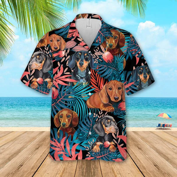 Dachshund Aloha Hawaiian Shirts, Dog Hawaiian Shirt For Men, Women