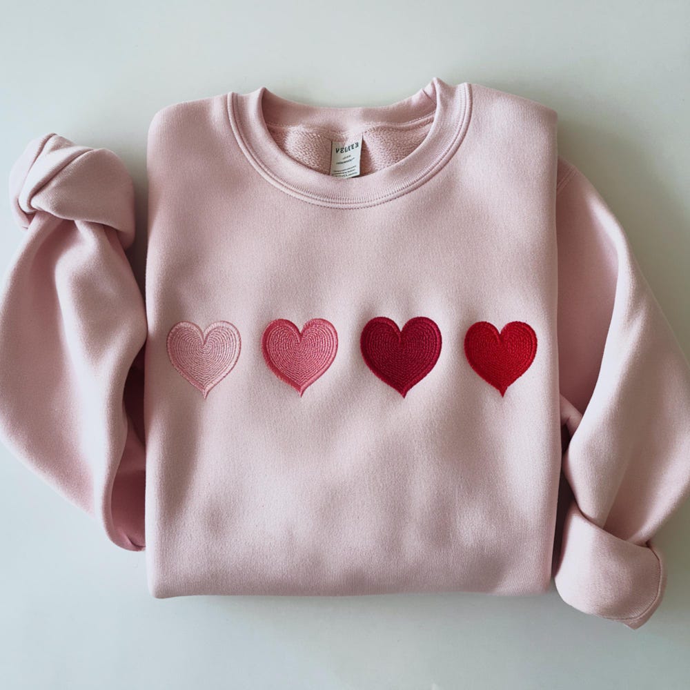 Embroidered Valentine Heart Sweatshirt, Cute Valentine Sweatshirts, Valentine Sweatshirts, Vintage Valentine Shirt, Valentine Hoodie By Teerealmstore