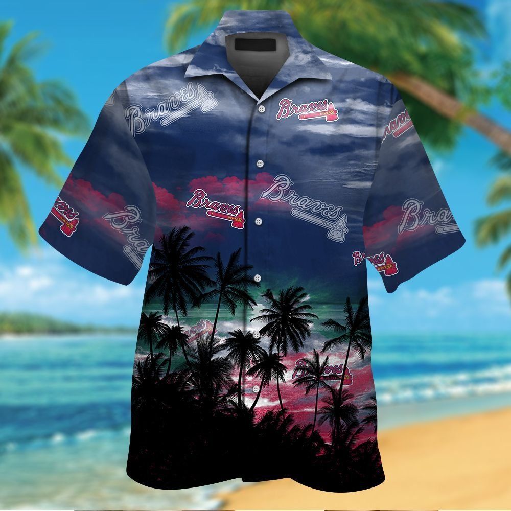 Atlanta Braves Hawaiian Short Sleeve Shirt Tropical Button Up Elegance Design