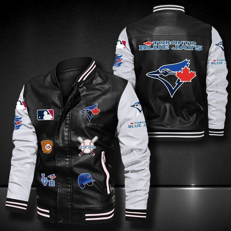 Toronto Blue Jays Leather Varsity Jacket Bomber Coat