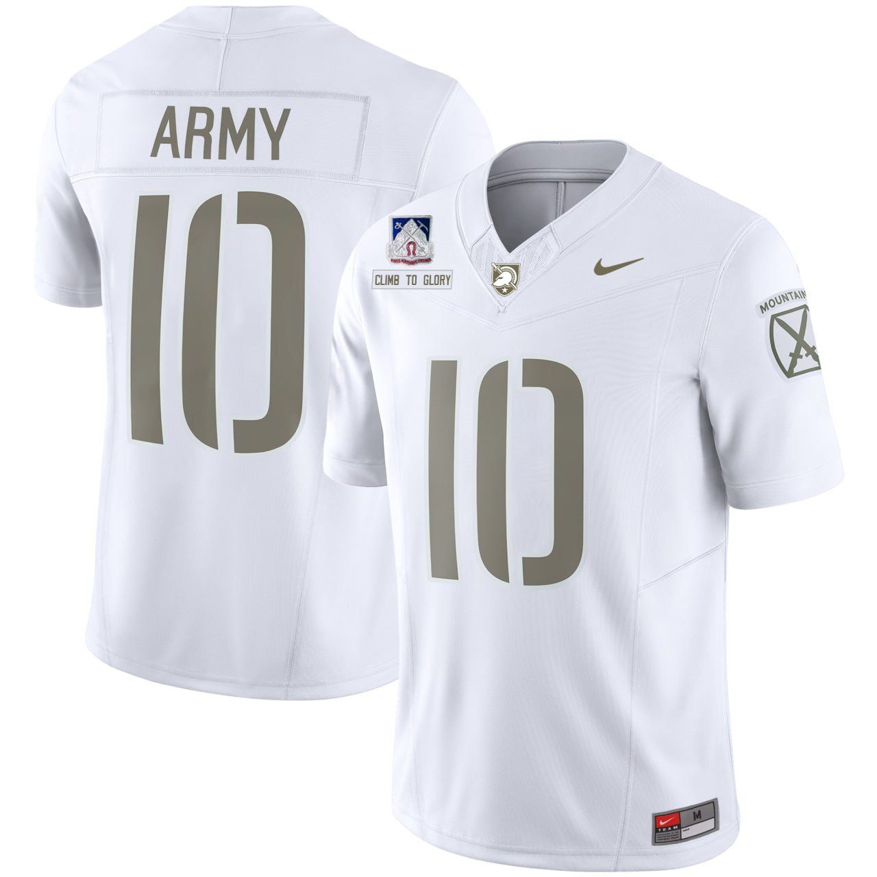 #10 Army Climb To Glory Patch White Jersey – All Stitched