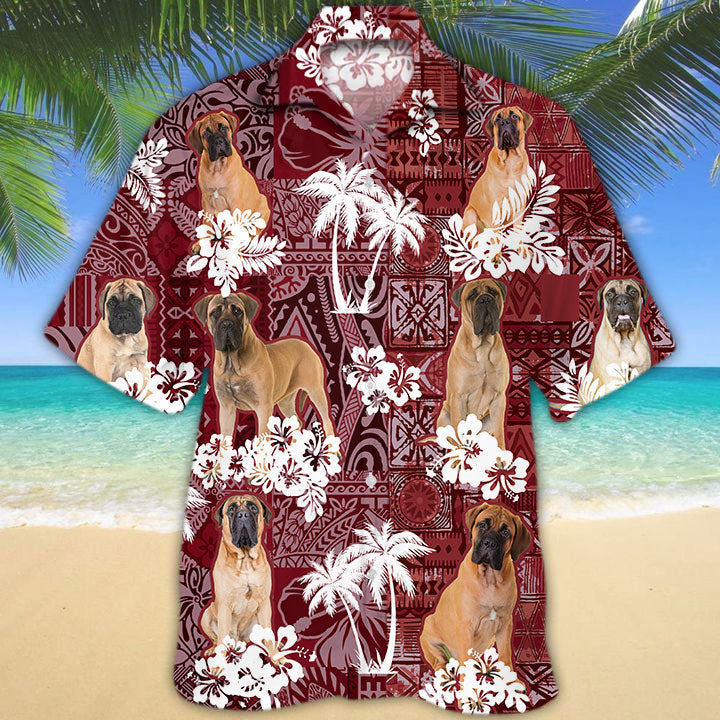 Bullmastiff Hawaiian Shirt, Summer Cute Hawaii Shirt Tribal Pattern