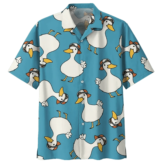 Plump Duck Background Design Hawaiian Shirt For Men And Women