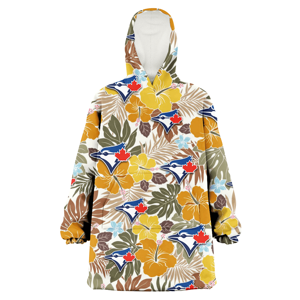 Toronto Blue Jays Brown Yellow Hibiscus White Background 3D Printed Hoodie Blanket Snug Hoodie