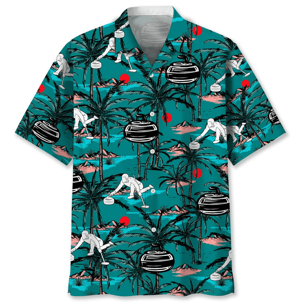 Curling Tropical And Vintage Hawaiian Shirt