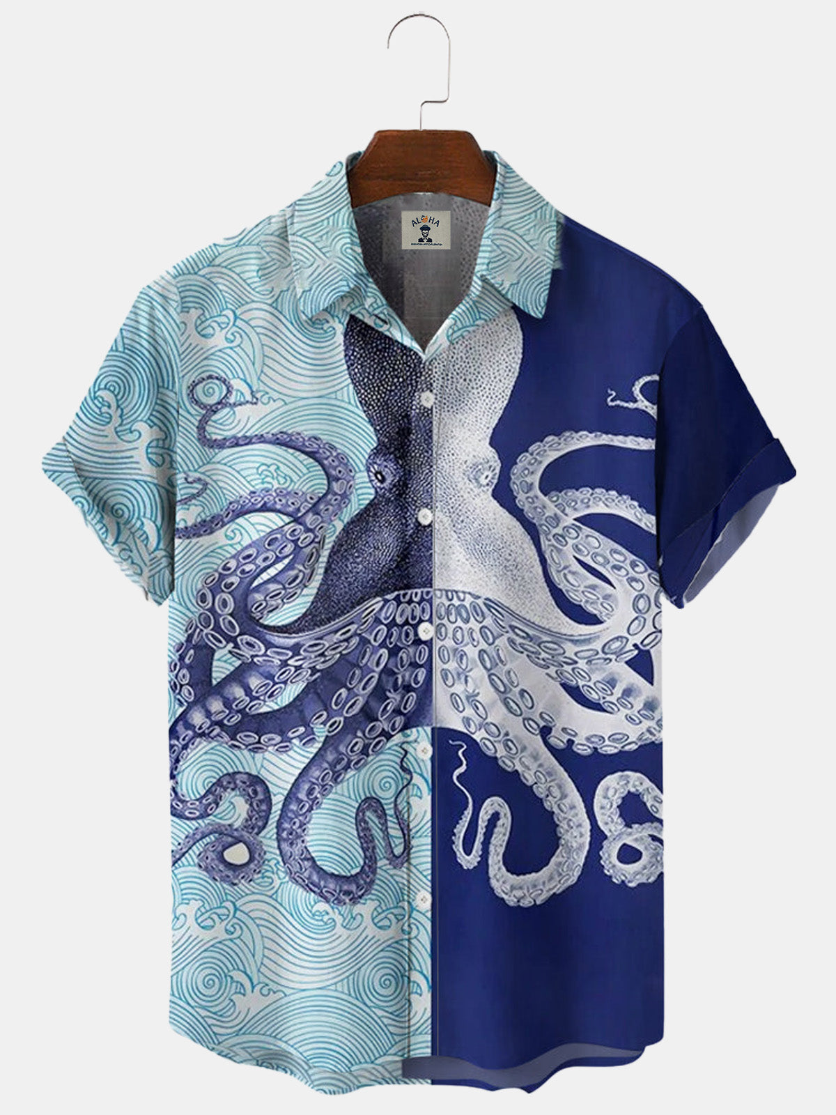 Men’S Beach Octopus Print Short Sleeve Hawaiian Shirt