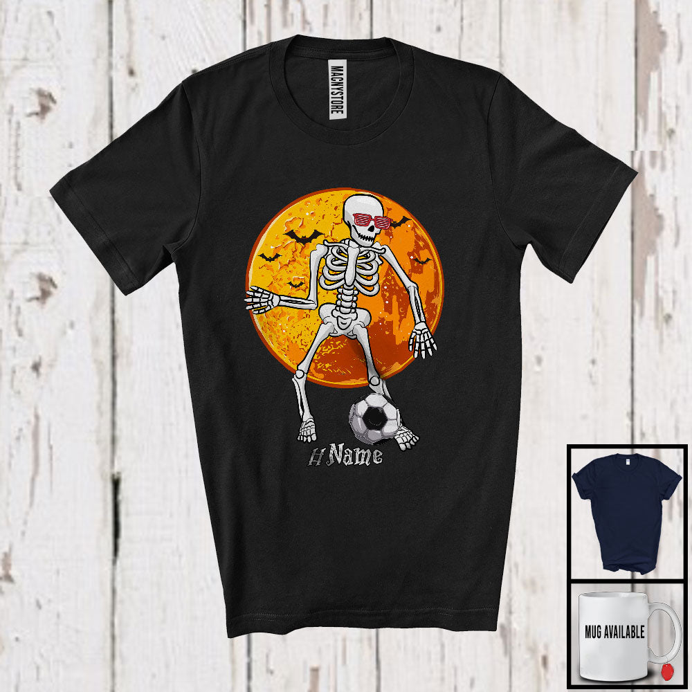Personalized Skeleton Playing Soccer, Scary Halloween Custom Name Soccer Player, Sport T-Shirt
