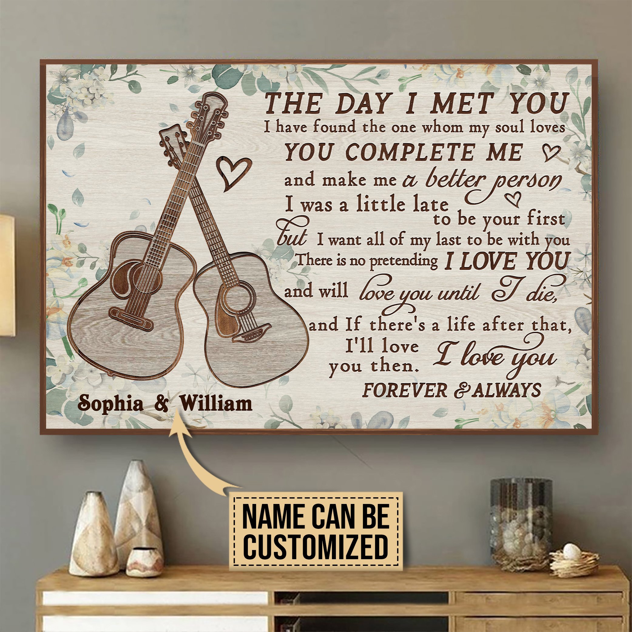 Personalized Acoustic Guitar Floral …