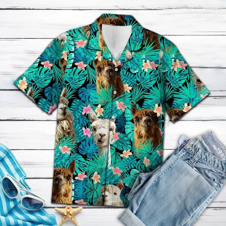 Animal Species Llama Tropical Jungle Hawaiian Shirt