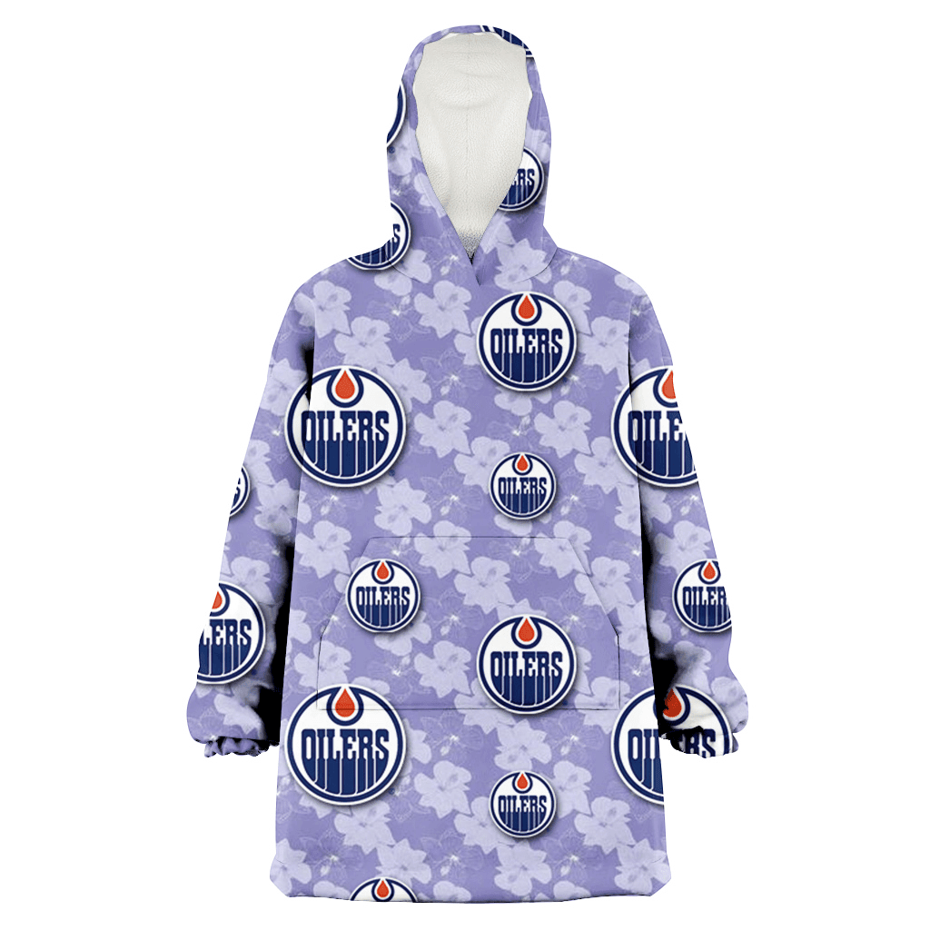 Edmonton Oilers Light Purple Hibiscus Pattern Stripe Powder Purple 3D Printed Hoodie Blanket Snug Hoodie