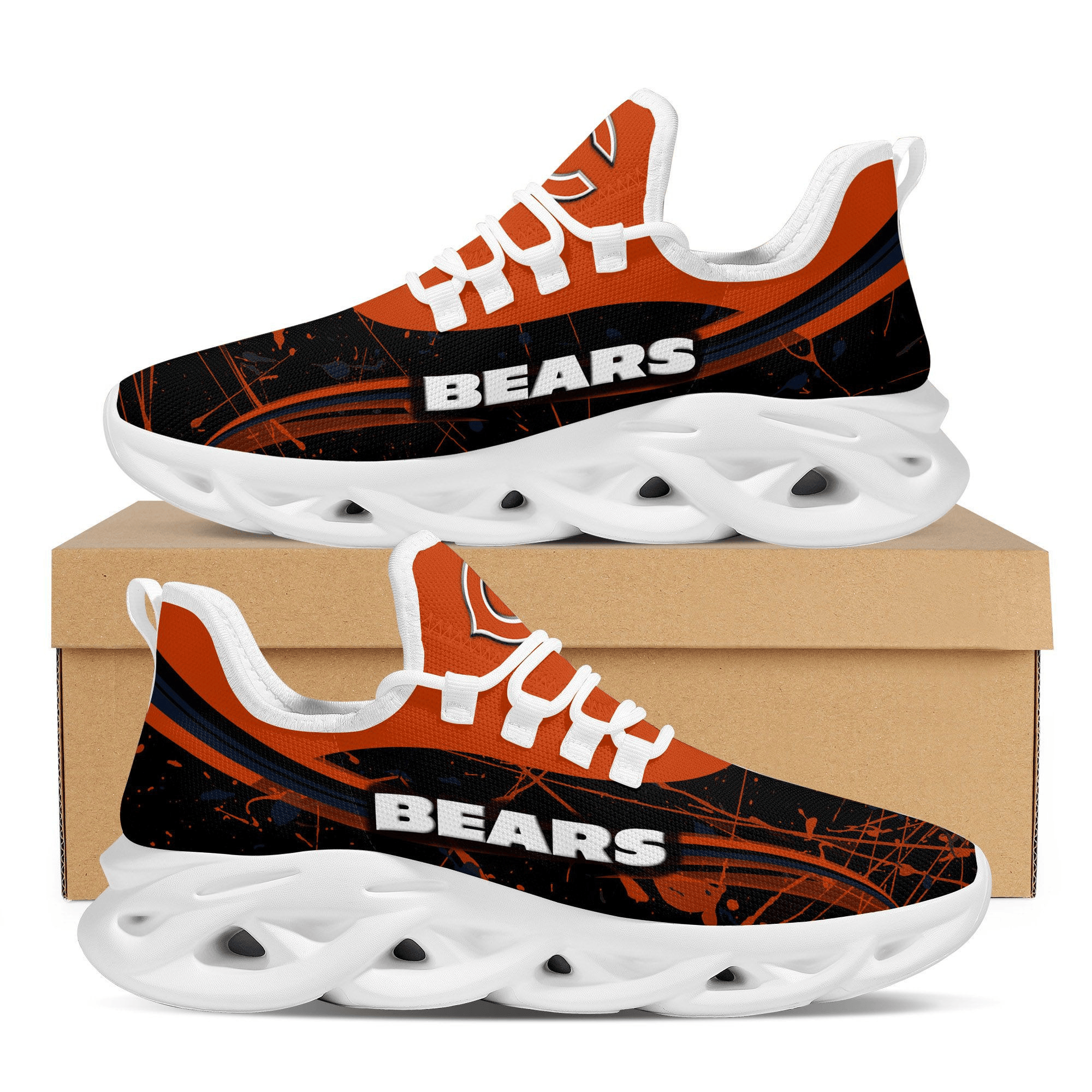 Chicago Bears Splash Colors Design Trending Max Soul Clunky Sneaker Shoes For Mens MS6543