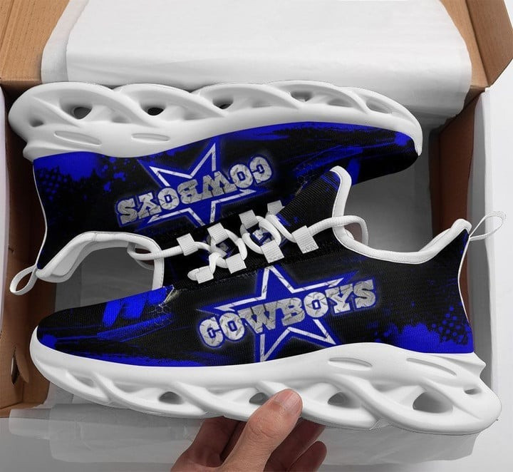 Dallas Cowboys Blue Neon Color Pattern Max Soul Clunky Shoes Yeezy Running Sneakers MS7265