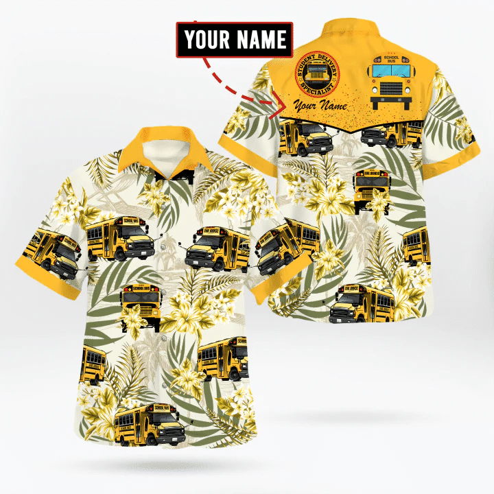 Men’S School Bus Driver Hawaiian Shirt, Bus Driver Hawaii Shirt, Summer Gift For Driver