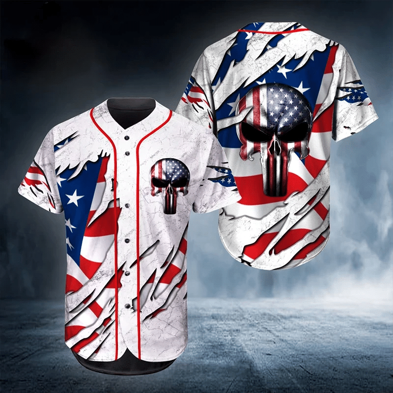 [Personalized Name] Skull Jersey 3D Prints Baseball Jersey For Men