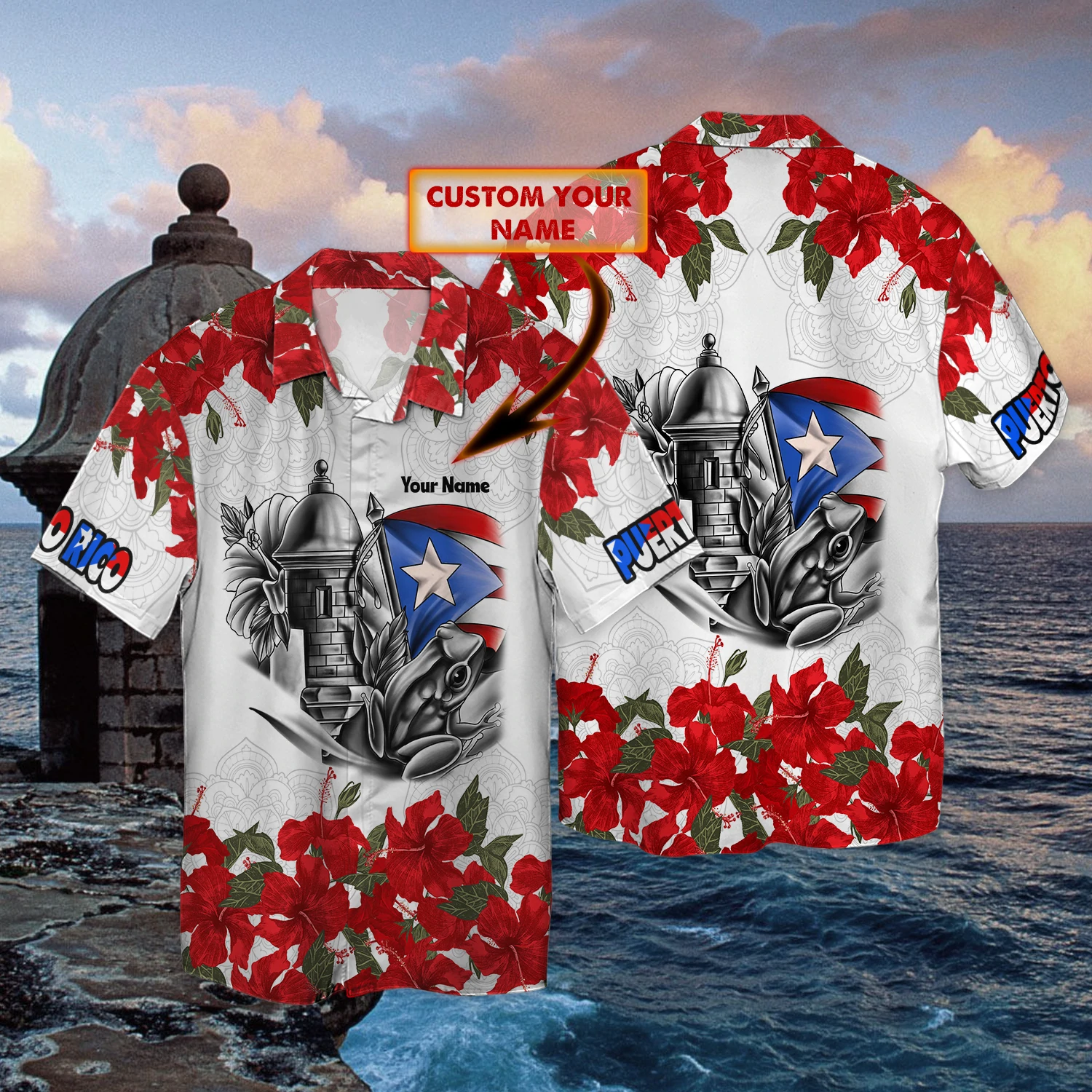 Puerto Rico Hawaiian Shirt- Personalized Name 3D Hawaiian