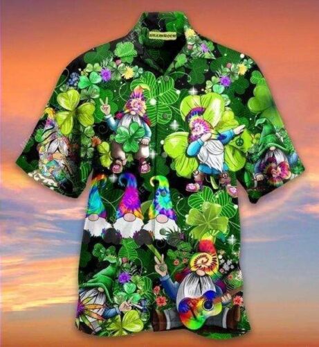 Shamrock Gnome Hippie Saint Patrick’S Day Hawaiian Shirt