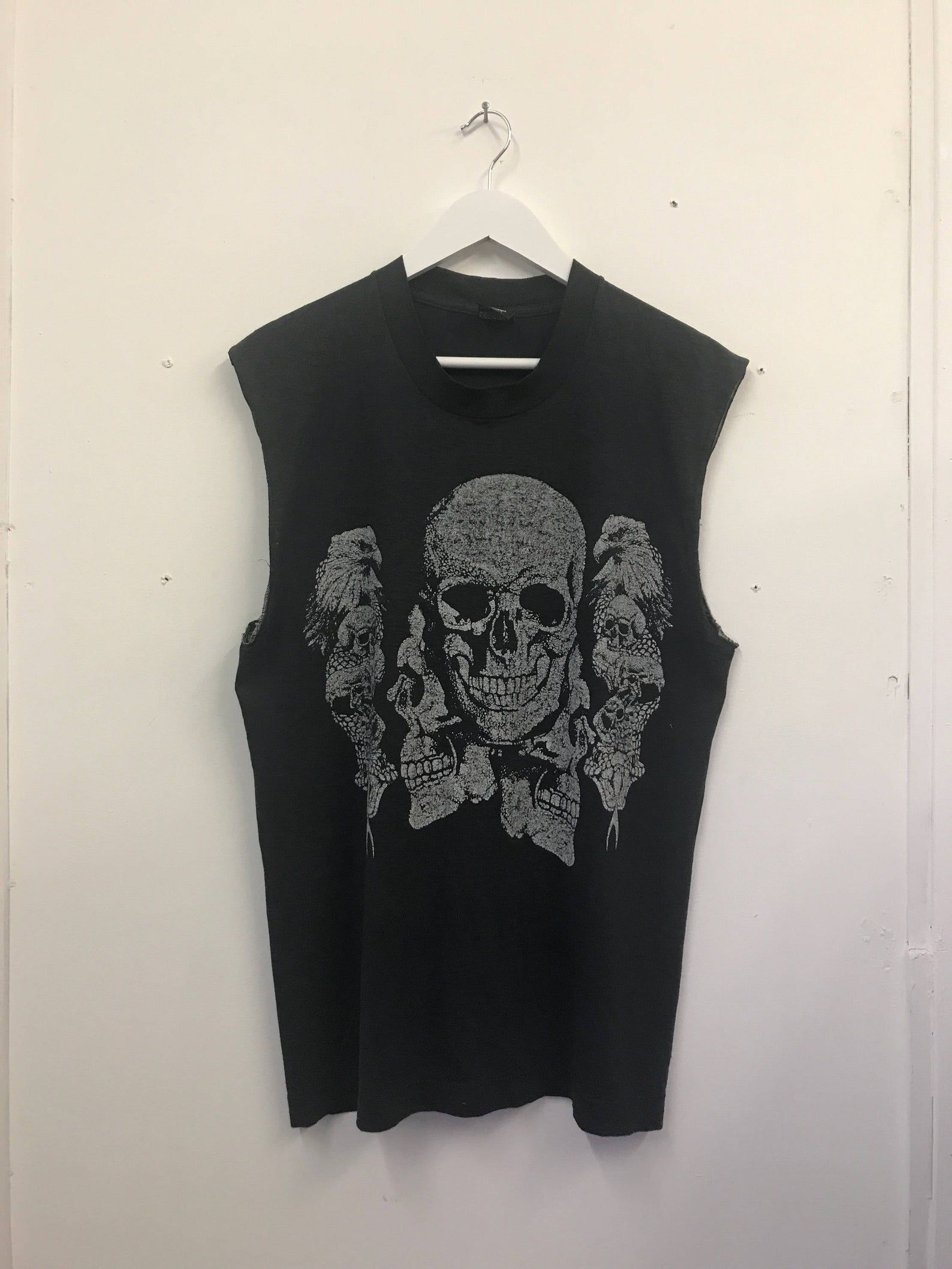 Vintage 90S 1992 Daytona Bike Week Motorcycle Biker Skulls Grunge Sleeveless Top Tee Tshirt