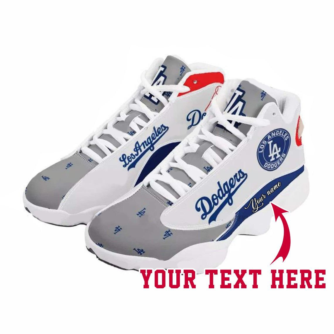 Custom Name MLB Los Angeles Dodgers Logo Team Name Air Jordan 13 Shoes Sneakers JD13 V2140