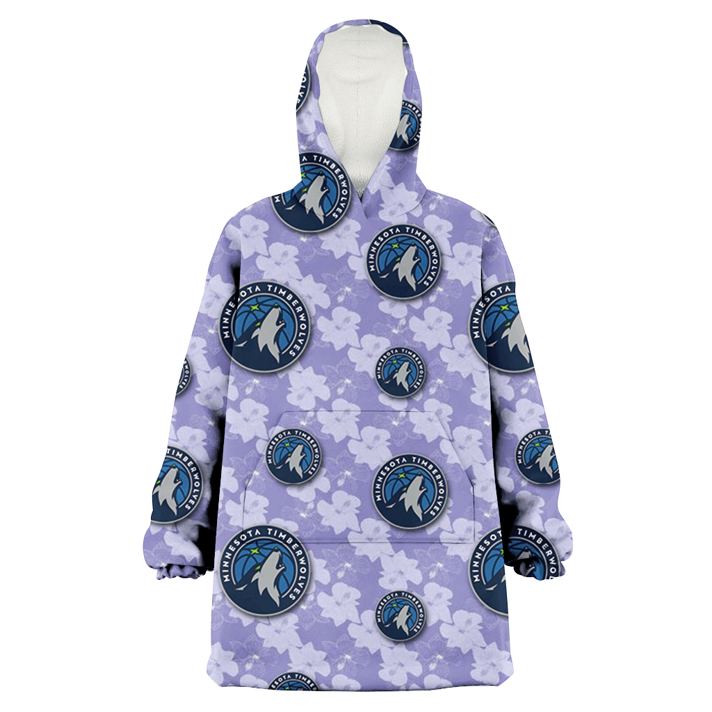 Minnesota Timberwolves Light Purple Hibiscus Pattern Stripe Powder Purple 3D Printed Hoodie Blanket Snug Hoodie