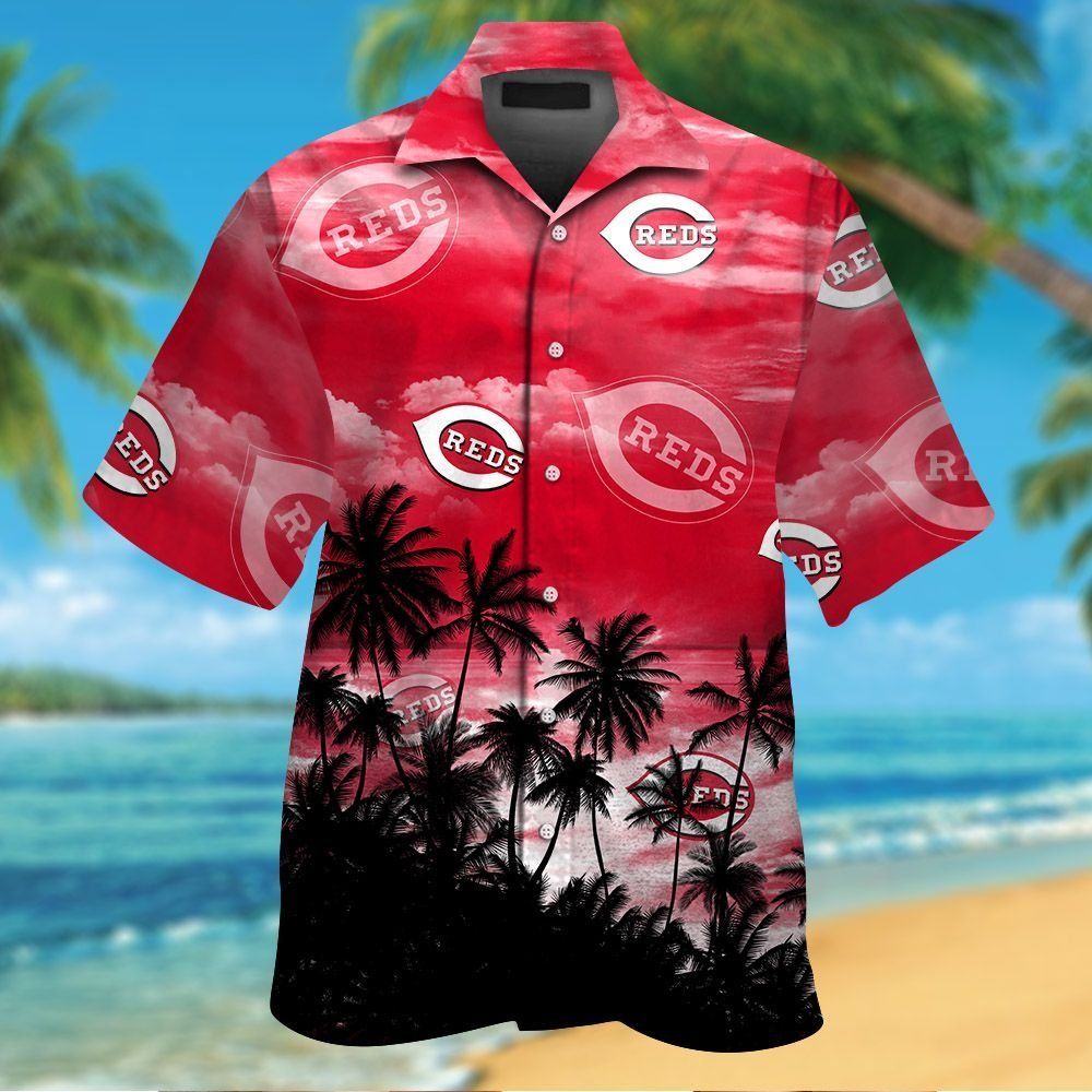 Cincinnati Reds Short Sleeve Button Up Tropical Hawaiian Shirt Ver04